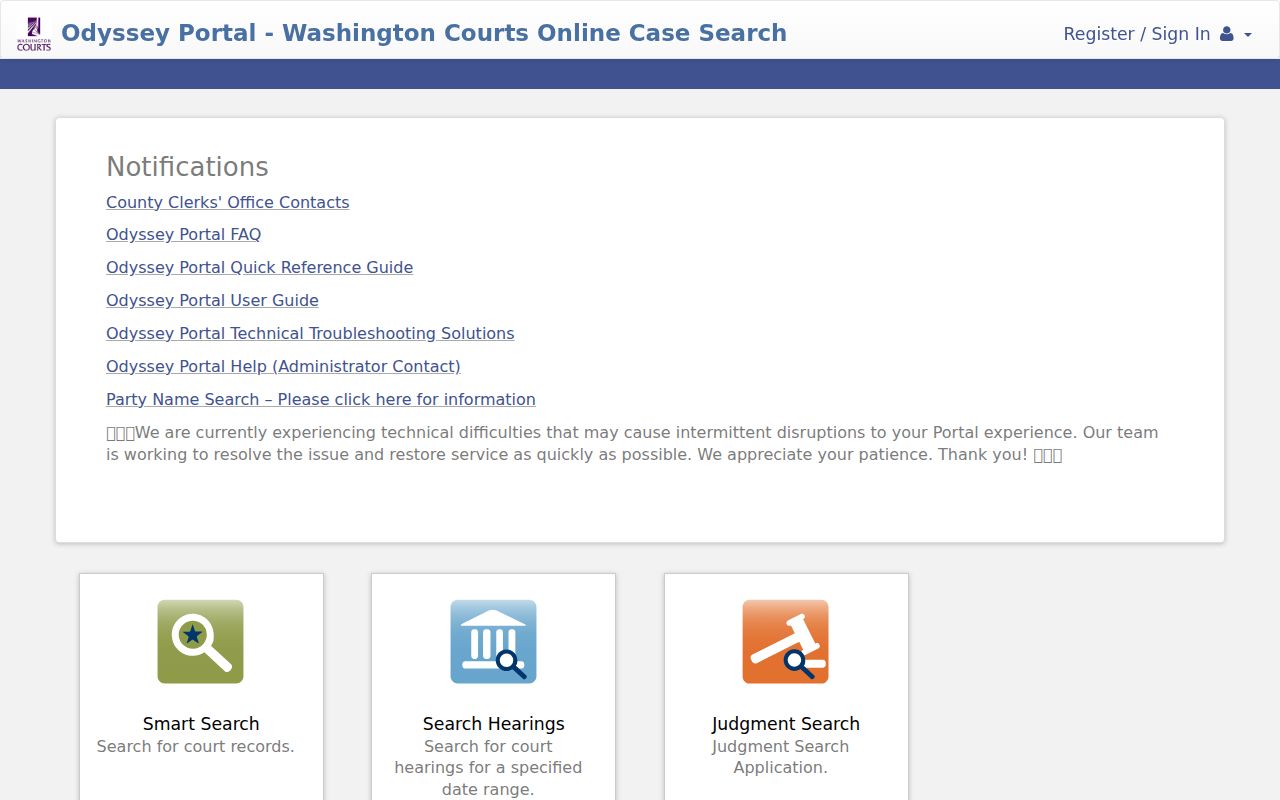 Pend Oreille County criminal case search in Odyssey